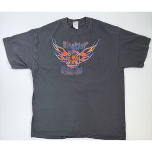 Vintage 90s Black Top Choppers Black Label Skull Flames Tee XL